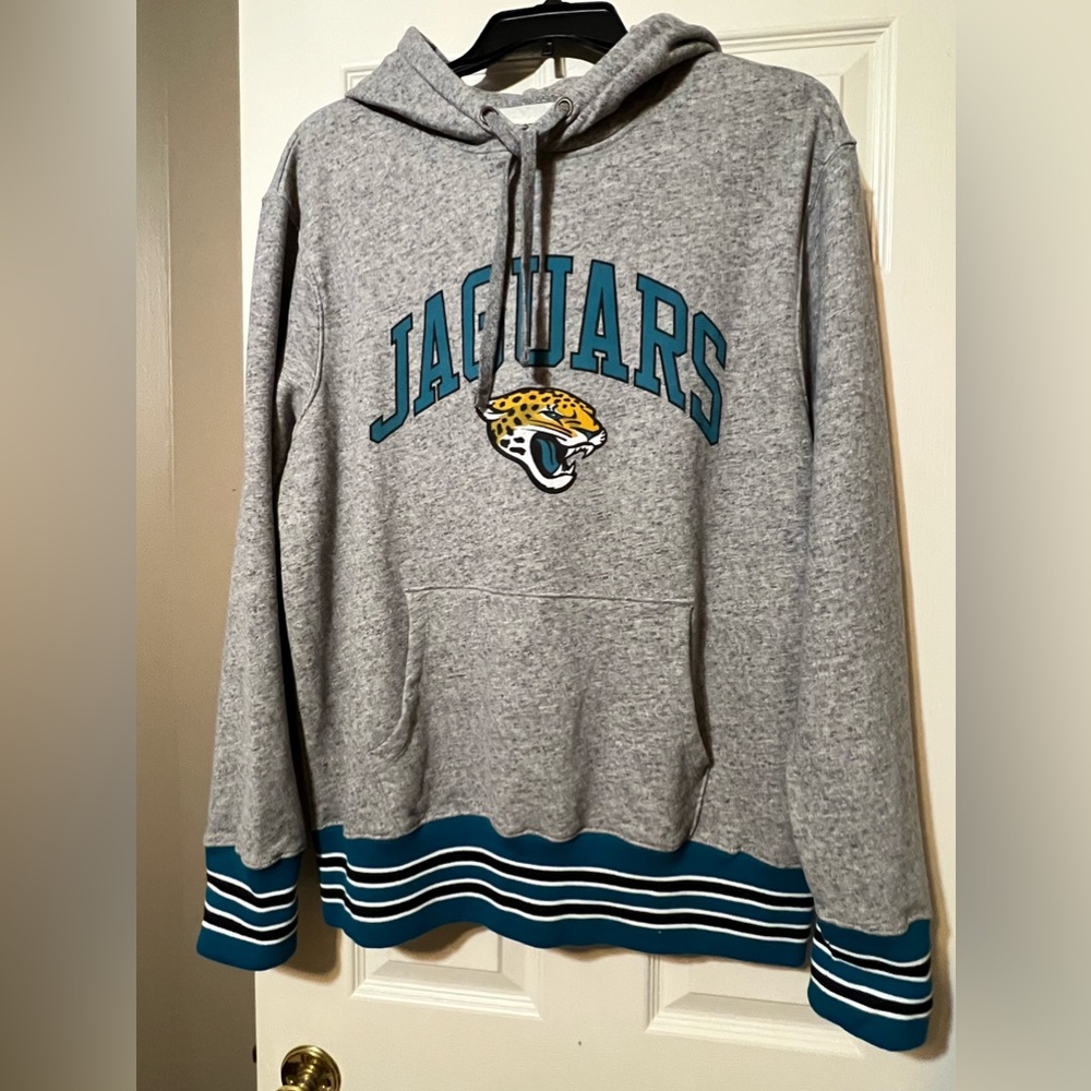 Jaguars Grey Hooded Sweatshirt with Teal Accents